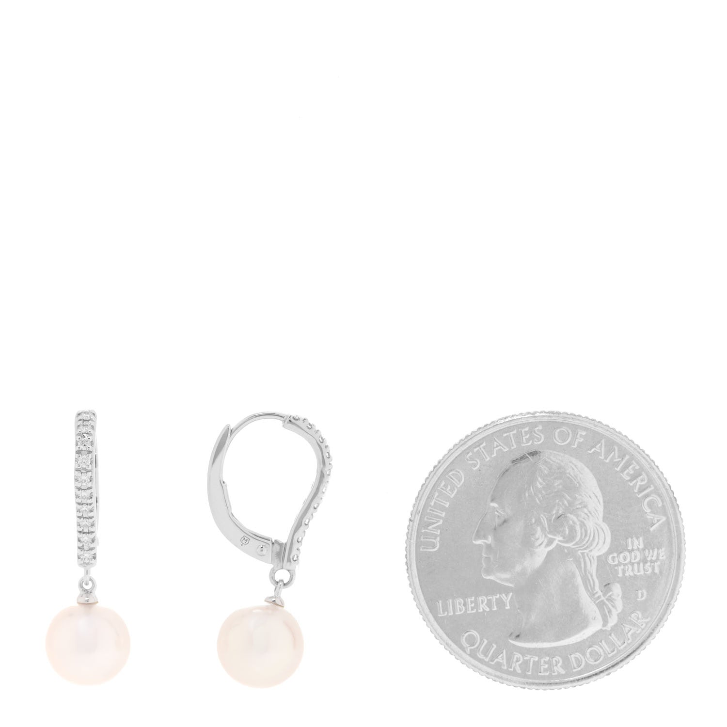 Mikimoto 18K White Gold Diamond Akoya Pearl 7.5mm Drop Earrings 2 of 6