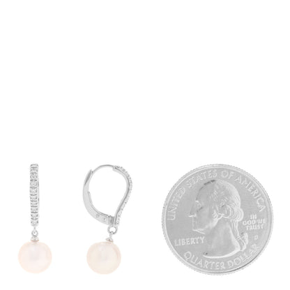 Mikimoto 18K White Gold Diamond Akoya Pearl 7.5mm Drop Earrings 2 of 6