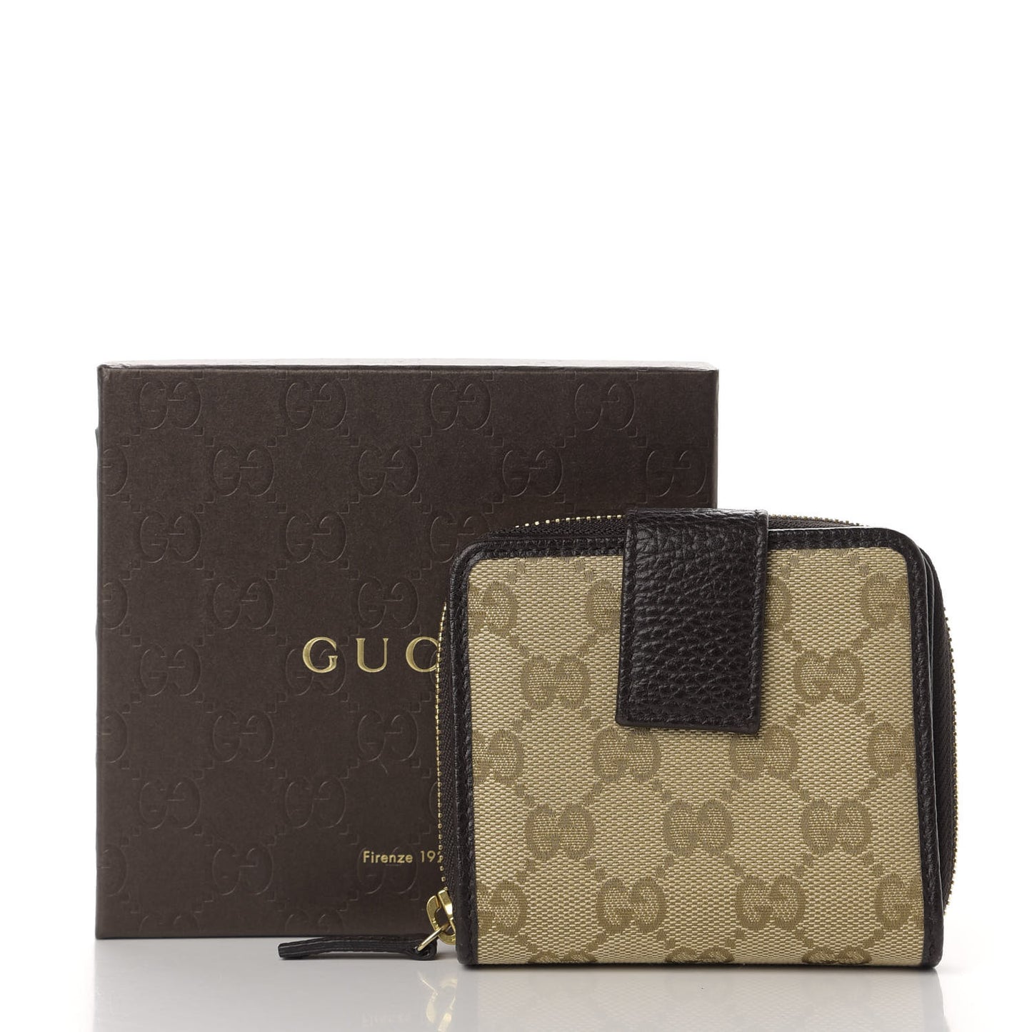 Monogram Zip Around French Flap Wallet Brown