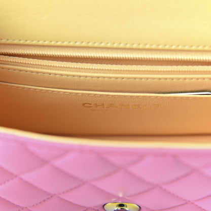 Chanel Lambskin Quilted Mini Rectangular Flap Pink Yellow 8 of 10