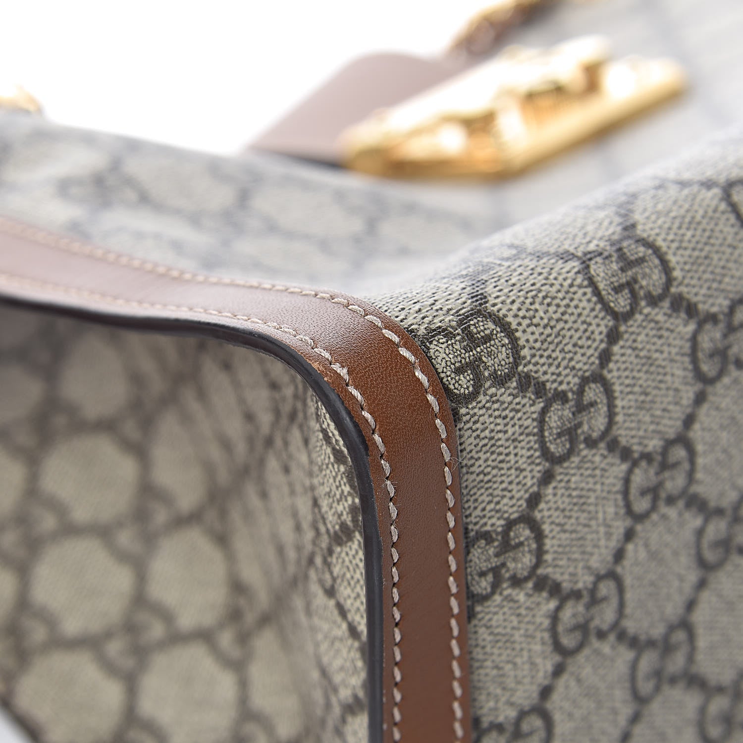 Gucci GG Supreme Monogram Medium Padlock Tote Beige Cuir 10 of 11