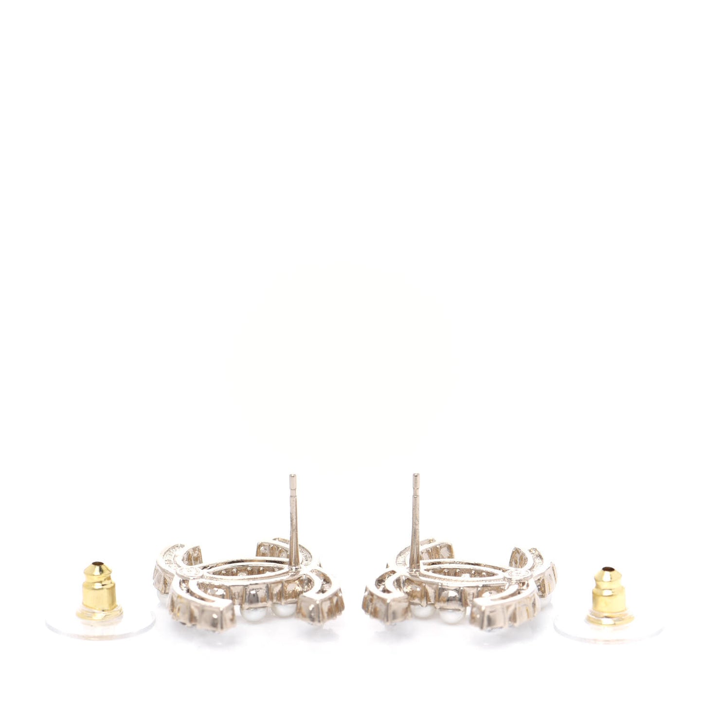 Crystal Pearl CC Dazzling Domino Earrings Gold