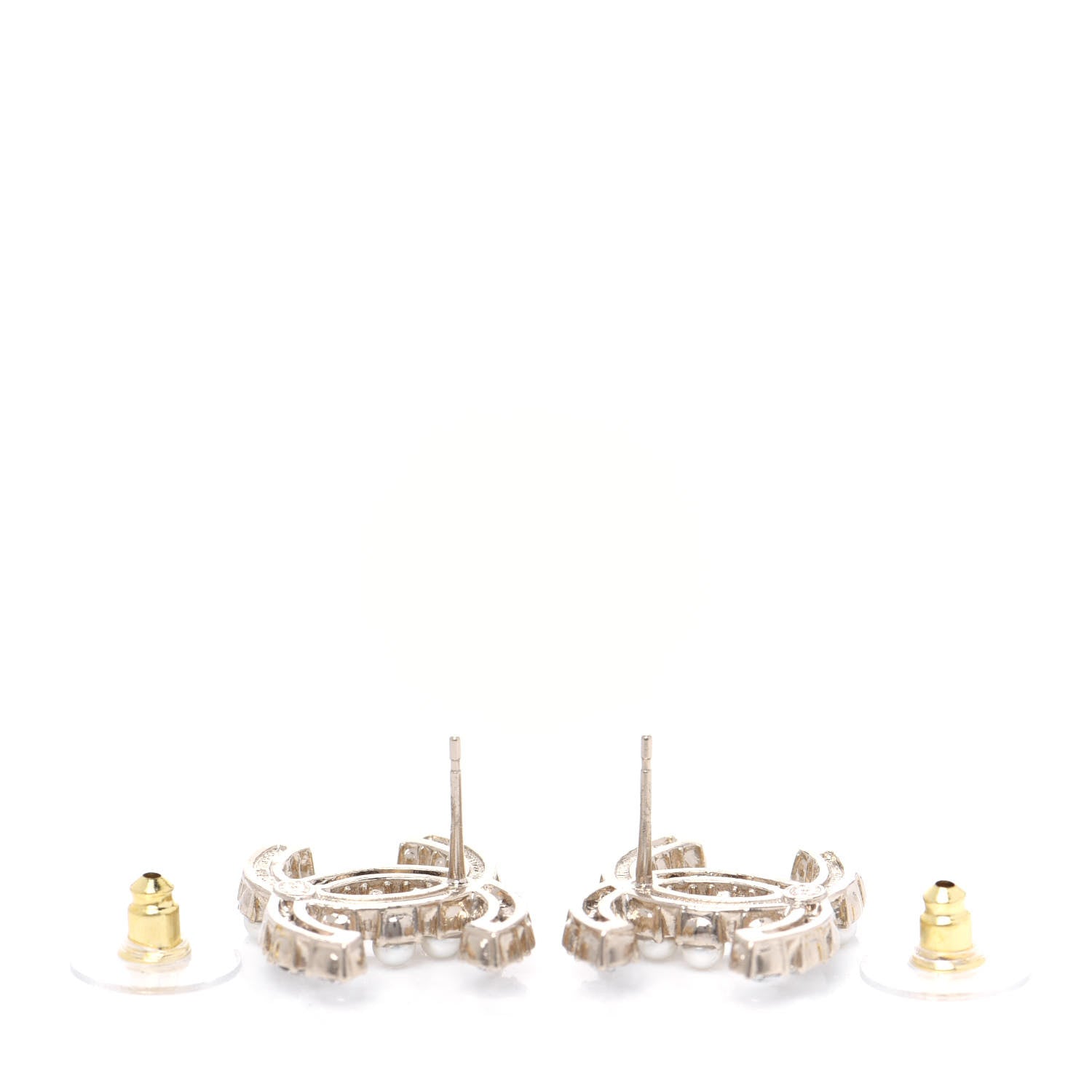 Chanel Crystal Pearl CC Dazzling Domino Earrings Gold 3 of 4