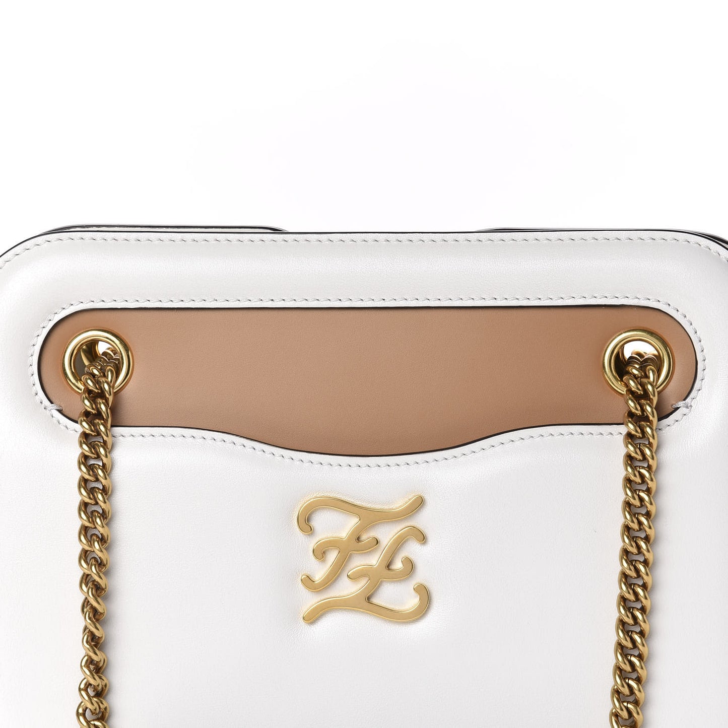 Vitello Glacier Karligraphy Pocket Shoulder Bag White Ice Black
