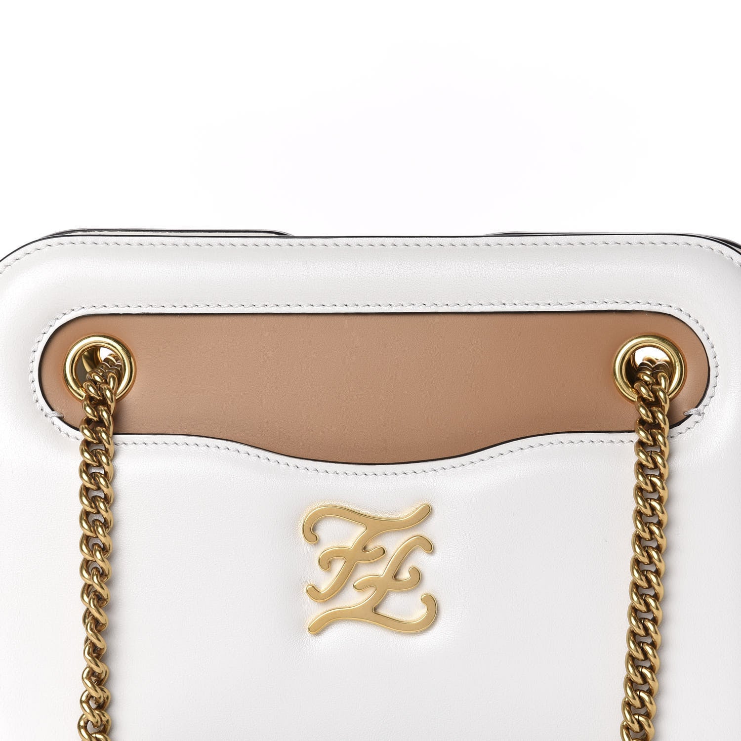 Fendi Vitello Glacier Karligraphy Pocket Shoulder Bag White Ice Black 9 of 9