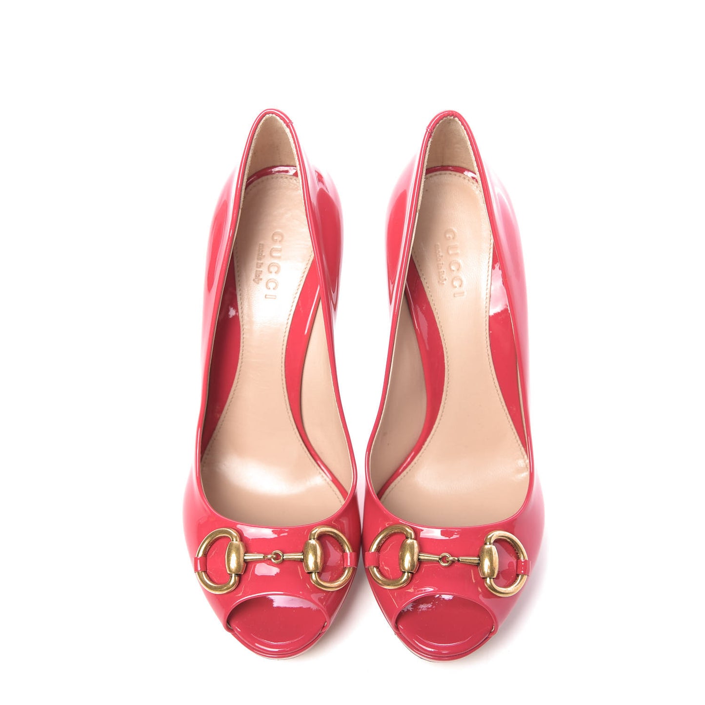 Patent Horsebit Peep Toe Pumps 35 Pink