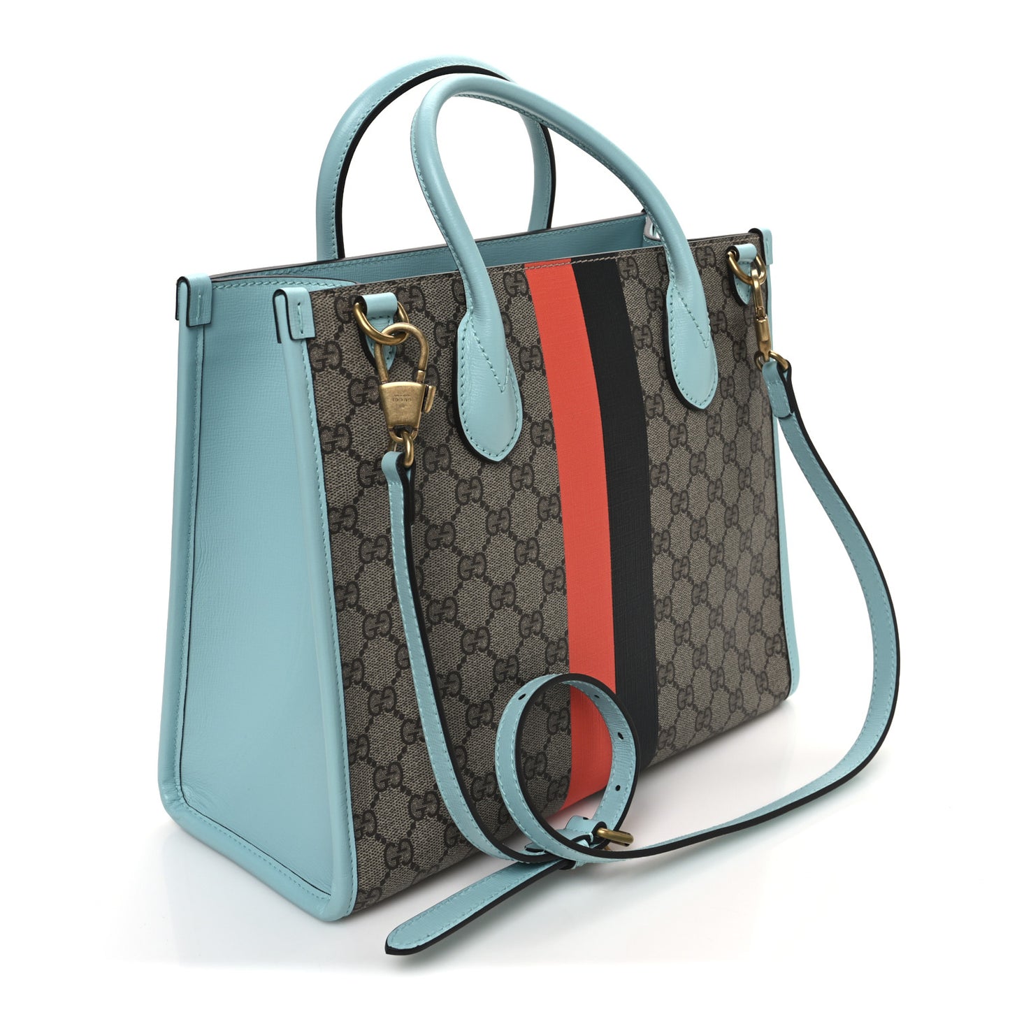 GG Supreme Monogram Textured Dollar Calfskin Web Gucci Tiger Small Retro Interlocking G Tote Bag Multicolor