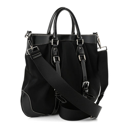 Prada Tessuto Nylon Calfskin Flat Messenger Bag Black 3 of 10
