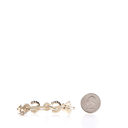 Chanel Pearl Crystal Queen of France Brooch Barrette Gold 2 of 4
