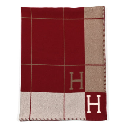 Hermes Wool Cashmere Avalon III Blanket Ecru Rouge H 1 of 3