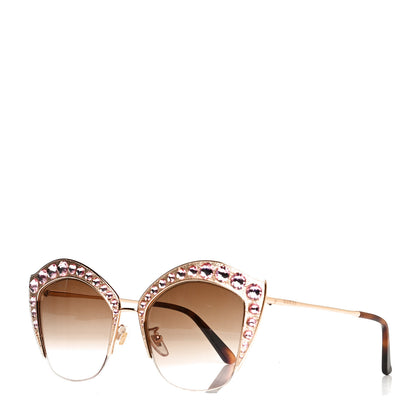 Gucci Metal Crystal Cat Eye Sunglasses GG00114S Pink 1 of 5