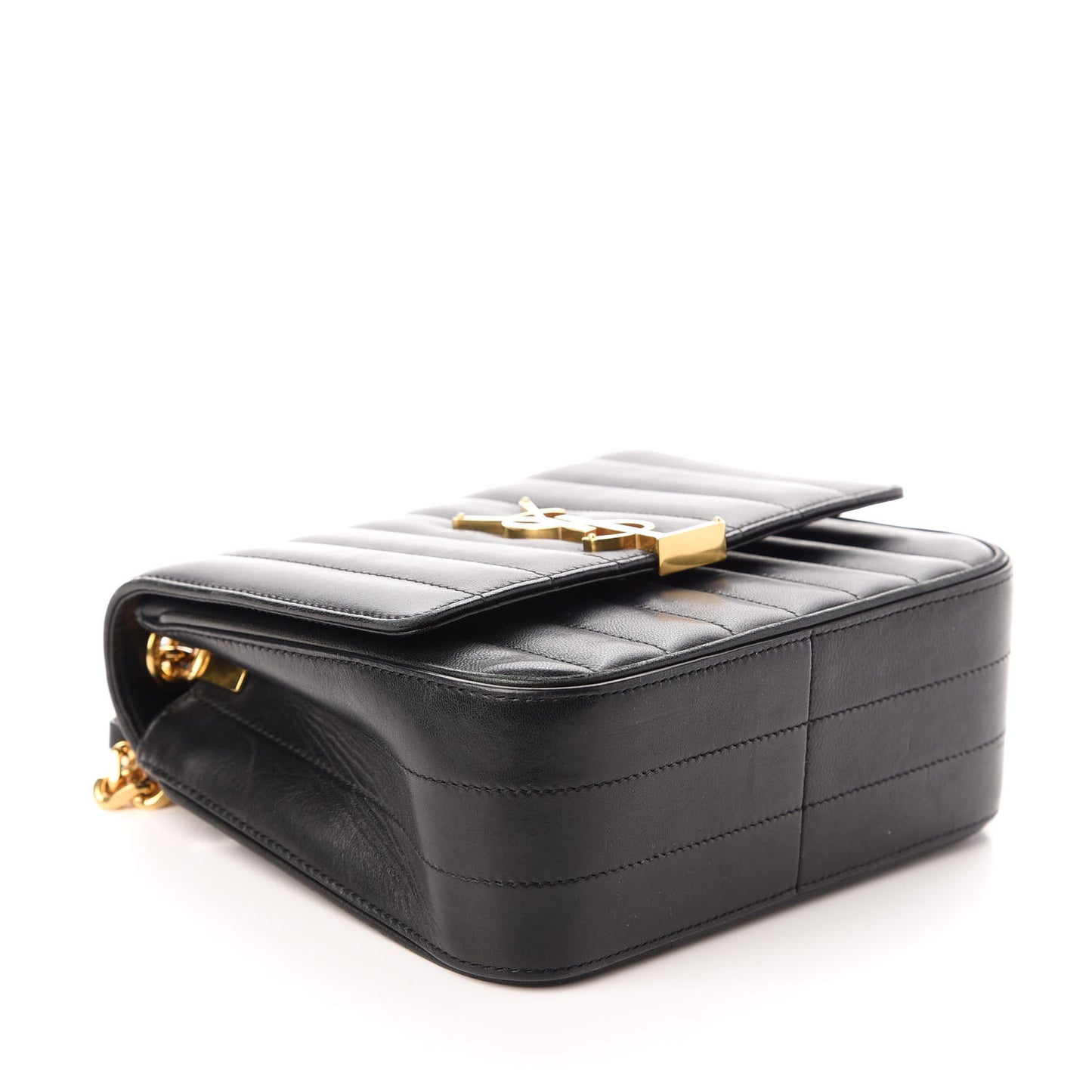 Lambskin Matelasse Monogram Medium Vicky Chain Bag Black