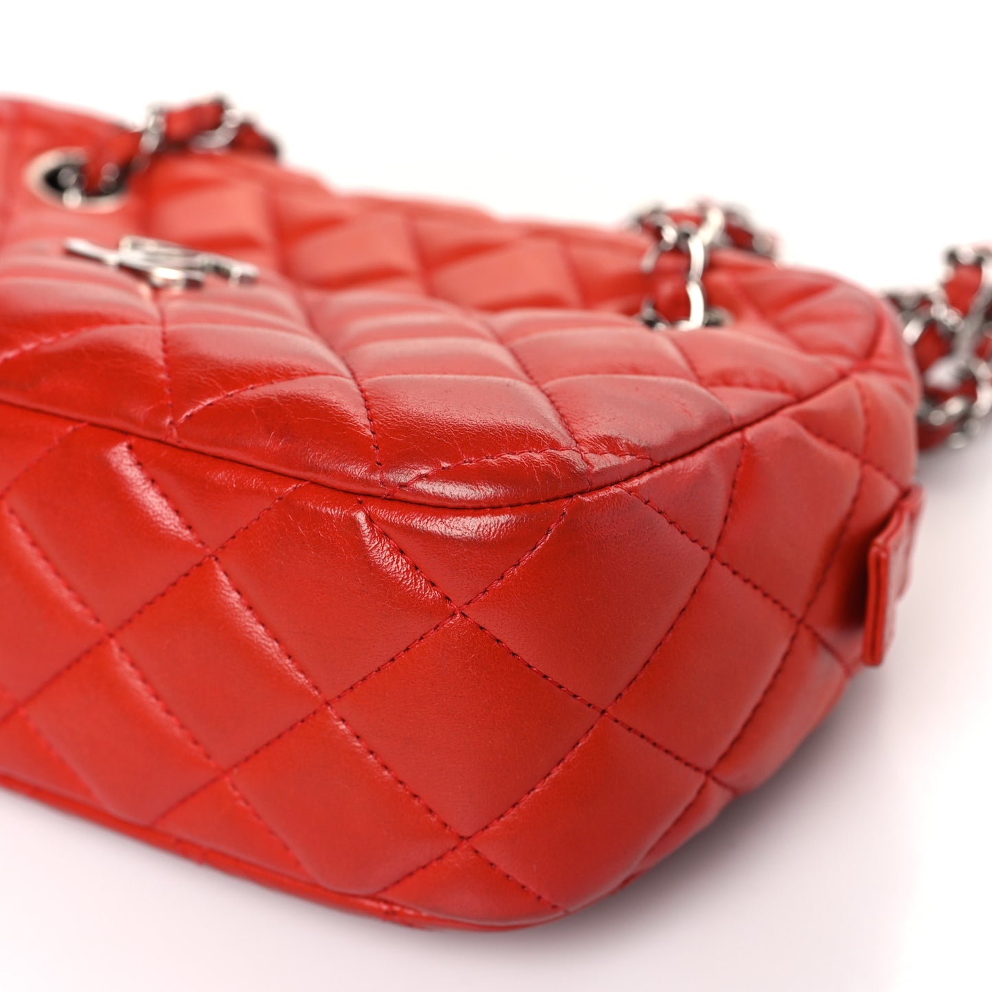Lambskin Quilted Camera Case Red