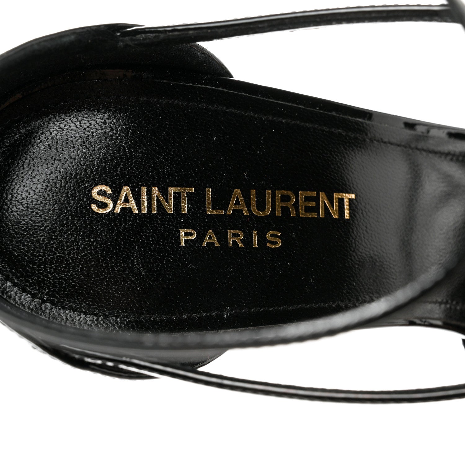Saint Laurent Patent Cassandra 100 Ankle Strap Sandals 40 Black 6 of 11