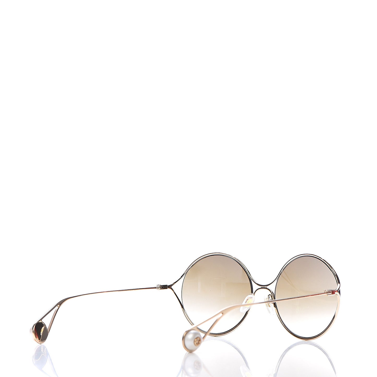 Round Pearl Tip Sunglasses GG0253S Gold