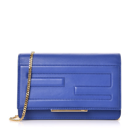 Fendi Vitello Flamingo Tube Wallet on Chain Blue Neon 1 of 7
