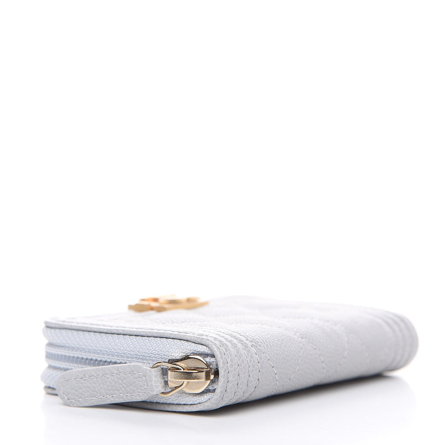 Caviar Quilted Boy Zip Around Coin Purse Wallet Grey