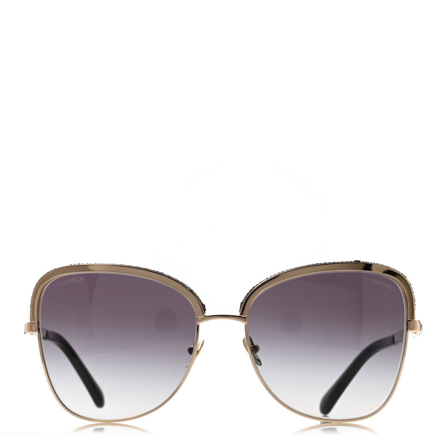 Square Frame Sequin Sunglasses 4270 Gold Black