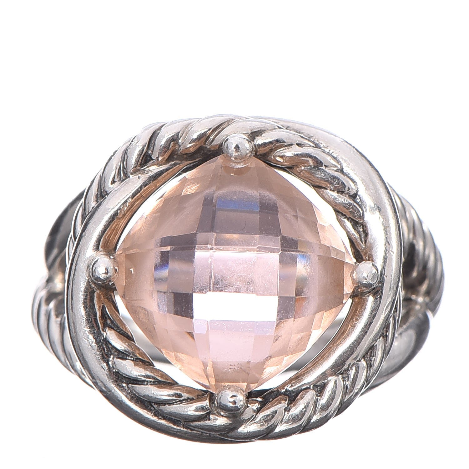 David Yurman Sterling Silver Morganite 11mm Infinity Ring 54 6.75 1 of 4