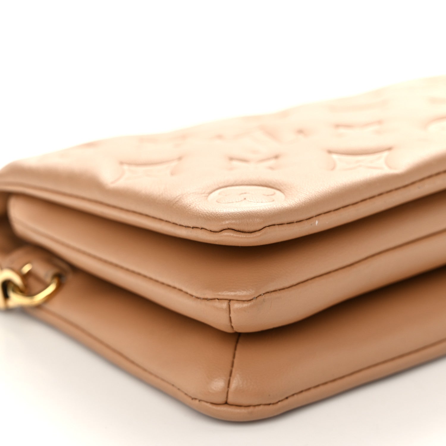 Louis Vuitton Lambskin Embossed Monogram Pochette Coussin Camel 9 of 11