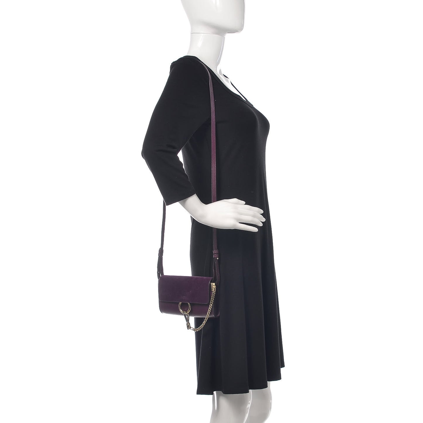 Suede Calfskin Mini Faye Shoulder Bag Intense Violine