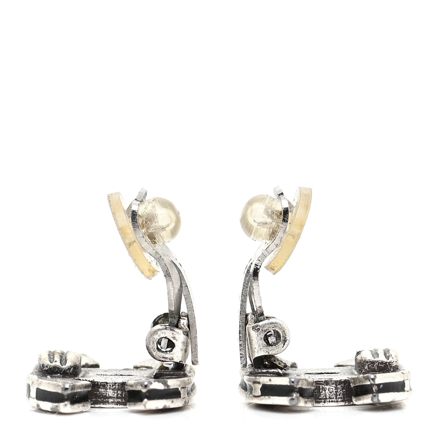 Chanel Ruthenium CC Clip On Earrings Silver Black 4 of 8