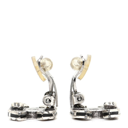 Chanel Ruthenium CC Clip On Earrings Silver Black 4 of 8