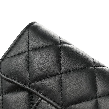 Chanel Lambskin Quilted Flap Card Holder Wallet Black 9 of 10