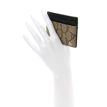 Gucci GG Supreme Monogram Bees Card Holder Black 2 of 7