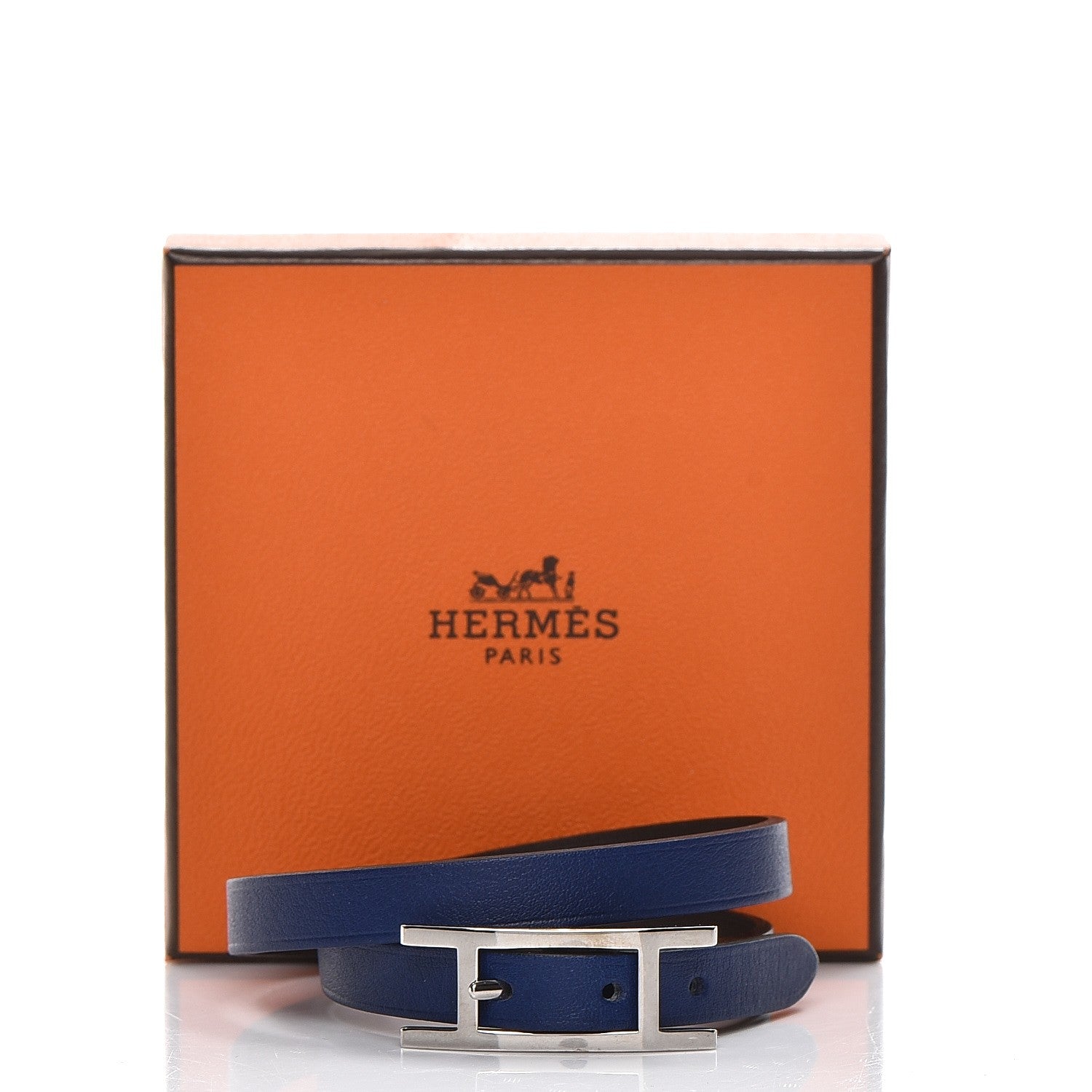 Hermes Swift Rivale Double Tour Bracelet XS Bleu Saphir Chocolate 3 of 5