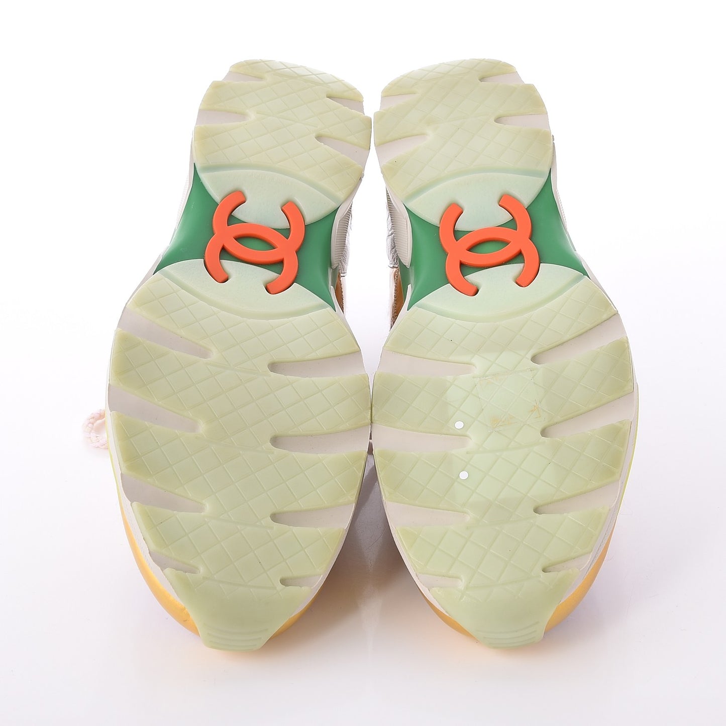 Tweed Lambskin Runway Sneakers 38.5 Silver Multicolor