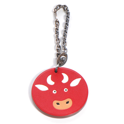 Hermes Leather Bull Key Chain Bag Charm Rouge 1 of 5