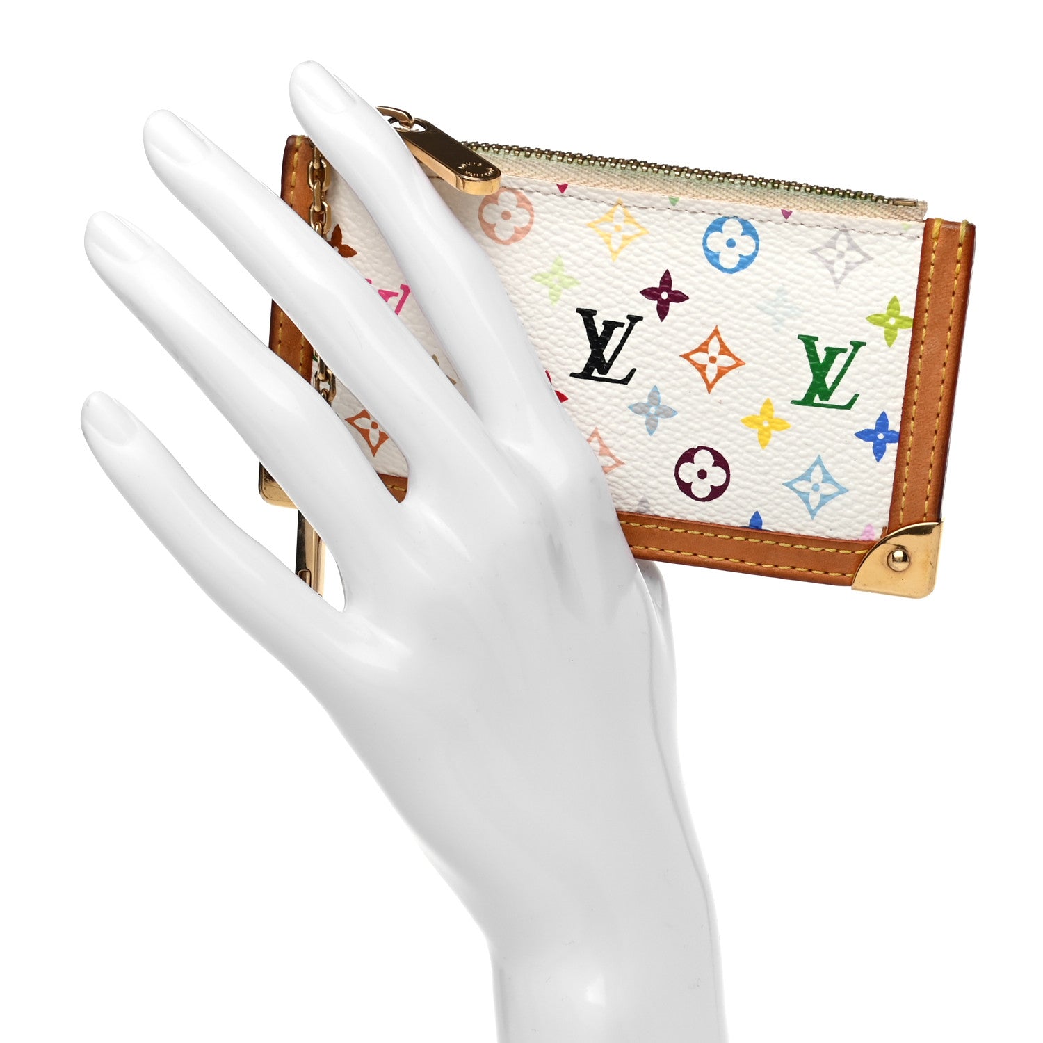 Louis Vuitton Monogram Multicolor Key Pouch White 2 of 9