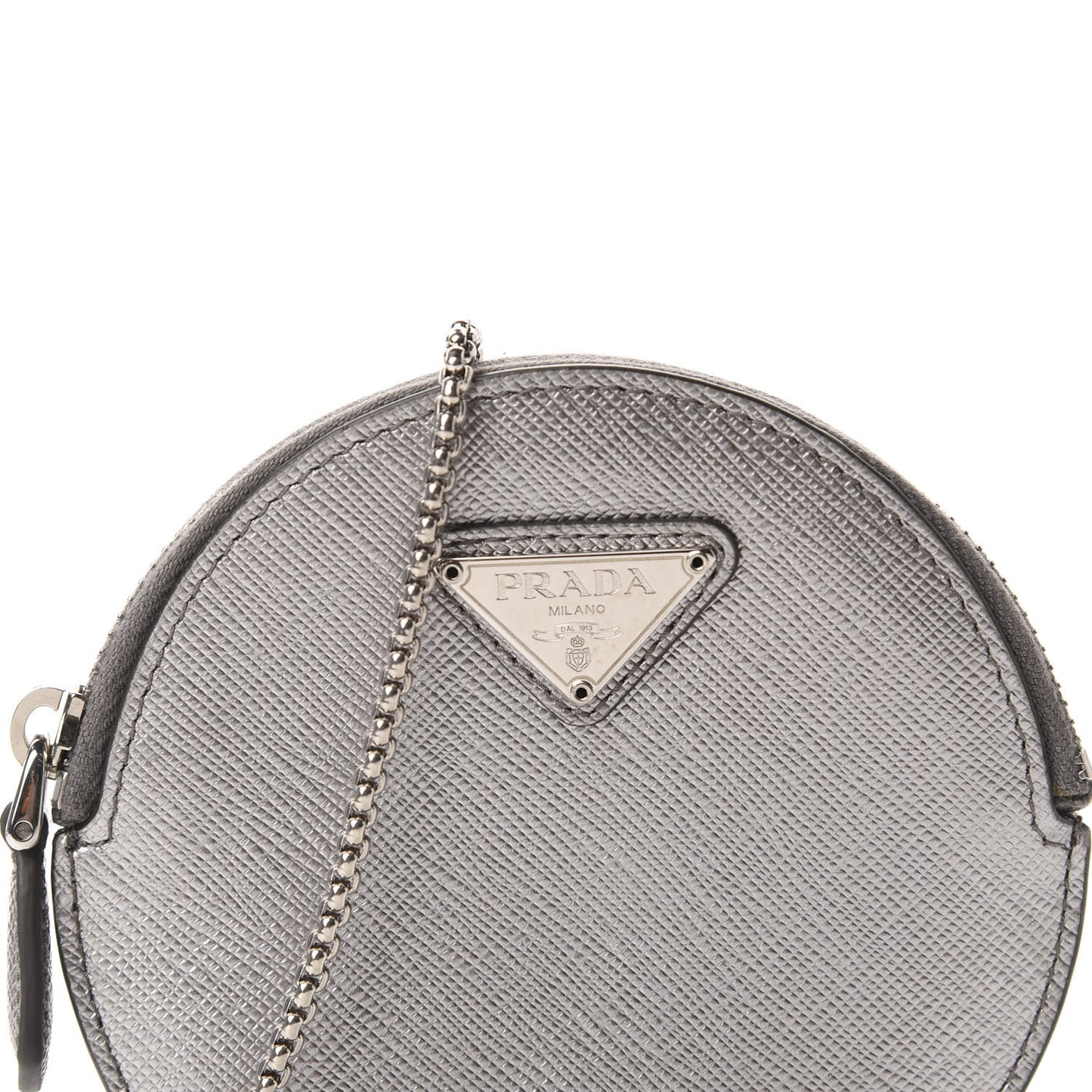 Metallic Saffiano Mini Pouch Cromo