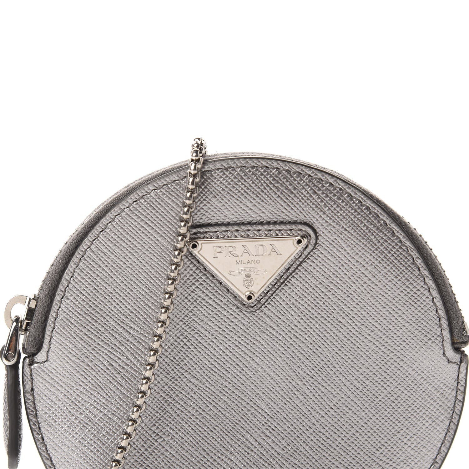 Prada Metallic Saffiano Mini Pouch Cromo 9 of 10