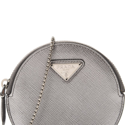 Prada Metallic Saffiano Mini Pouch Cromo 9 of 10