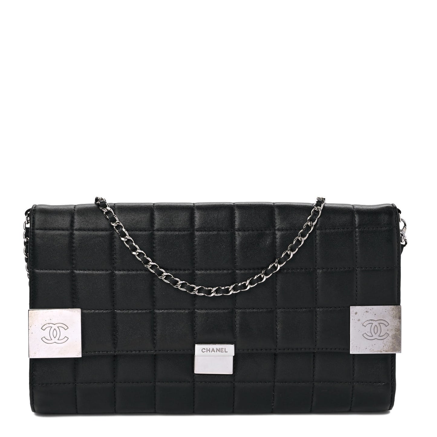 Lambskin Chocolate Bar Flap Black