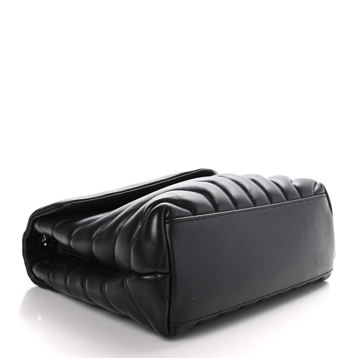 Calfskin Y Quilted Monogram Monochrome Small Loulou Chain Satchel Black