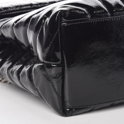 Saint Laurent Patent Y Quilted Monogram Medium Loulou Chain Satchel Black 8 of 11