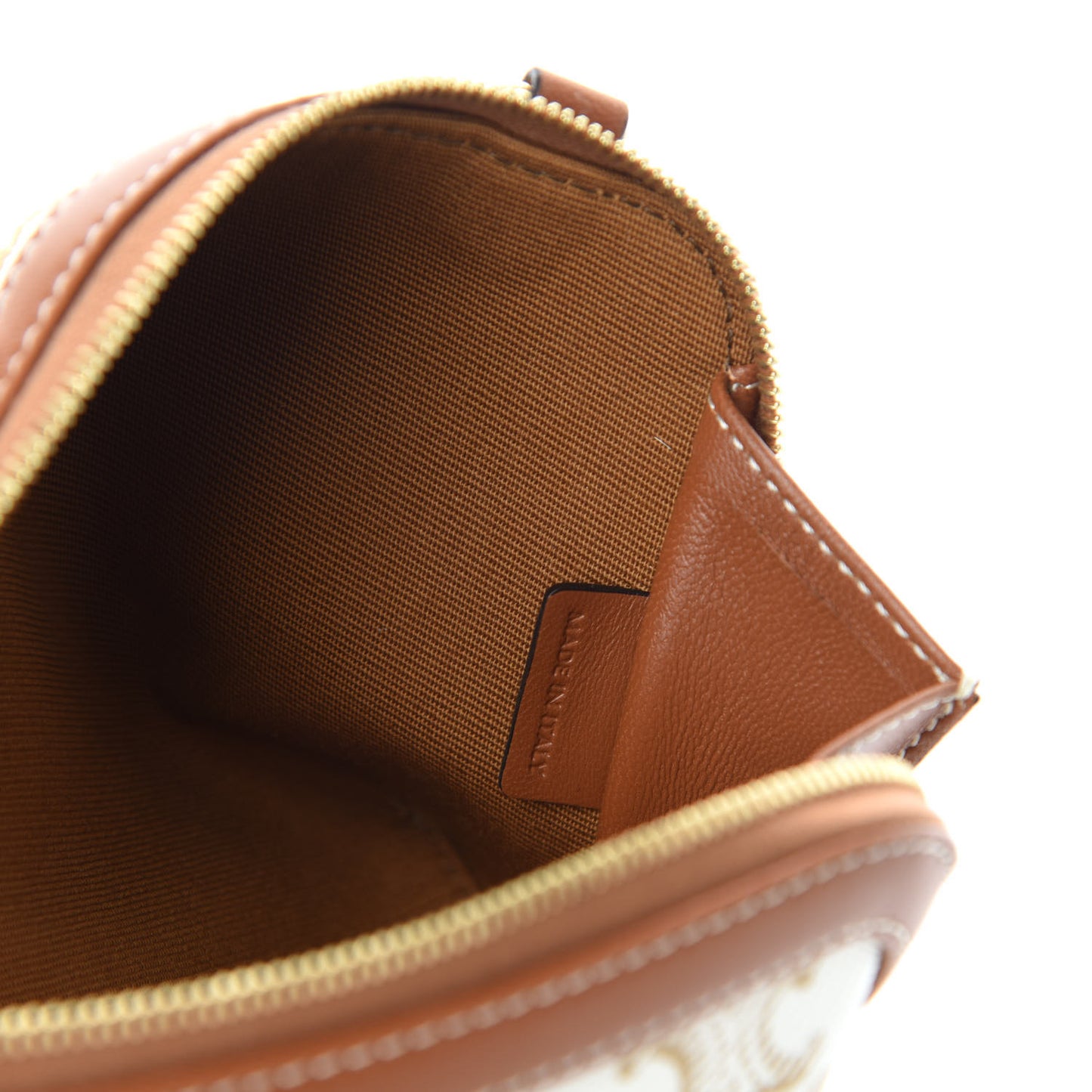 Lambskin Triomphe Canvas Clutch With Chain White Tan