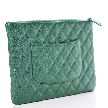 Chanel Metallic Caviar Quilted Medium Cosmetic Case Green 3 of 10