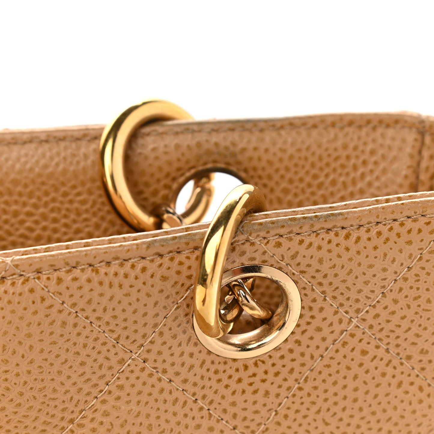 Caviar Quilted Petit Shopping Tote PST Beige
