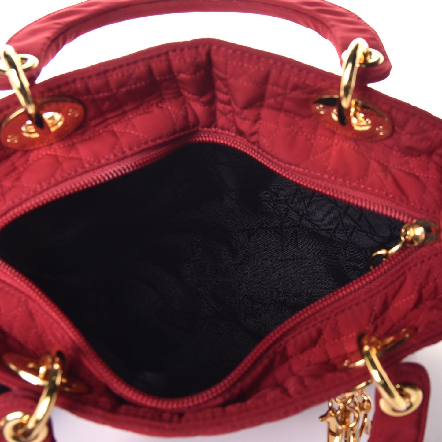 Nylon Cannage Medium Lady Dior Red