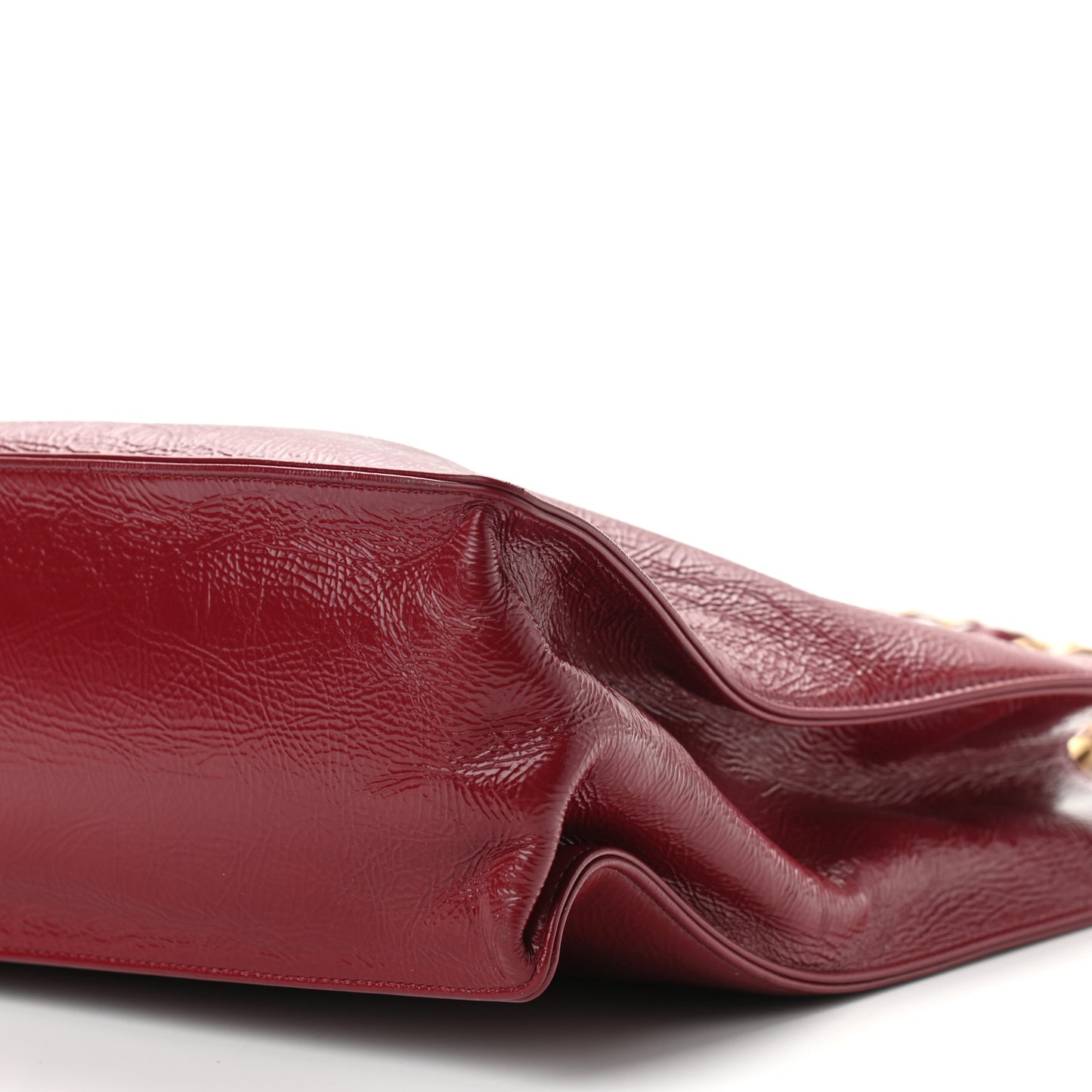 Shiny Aged Calfskin Shopping Bag Red