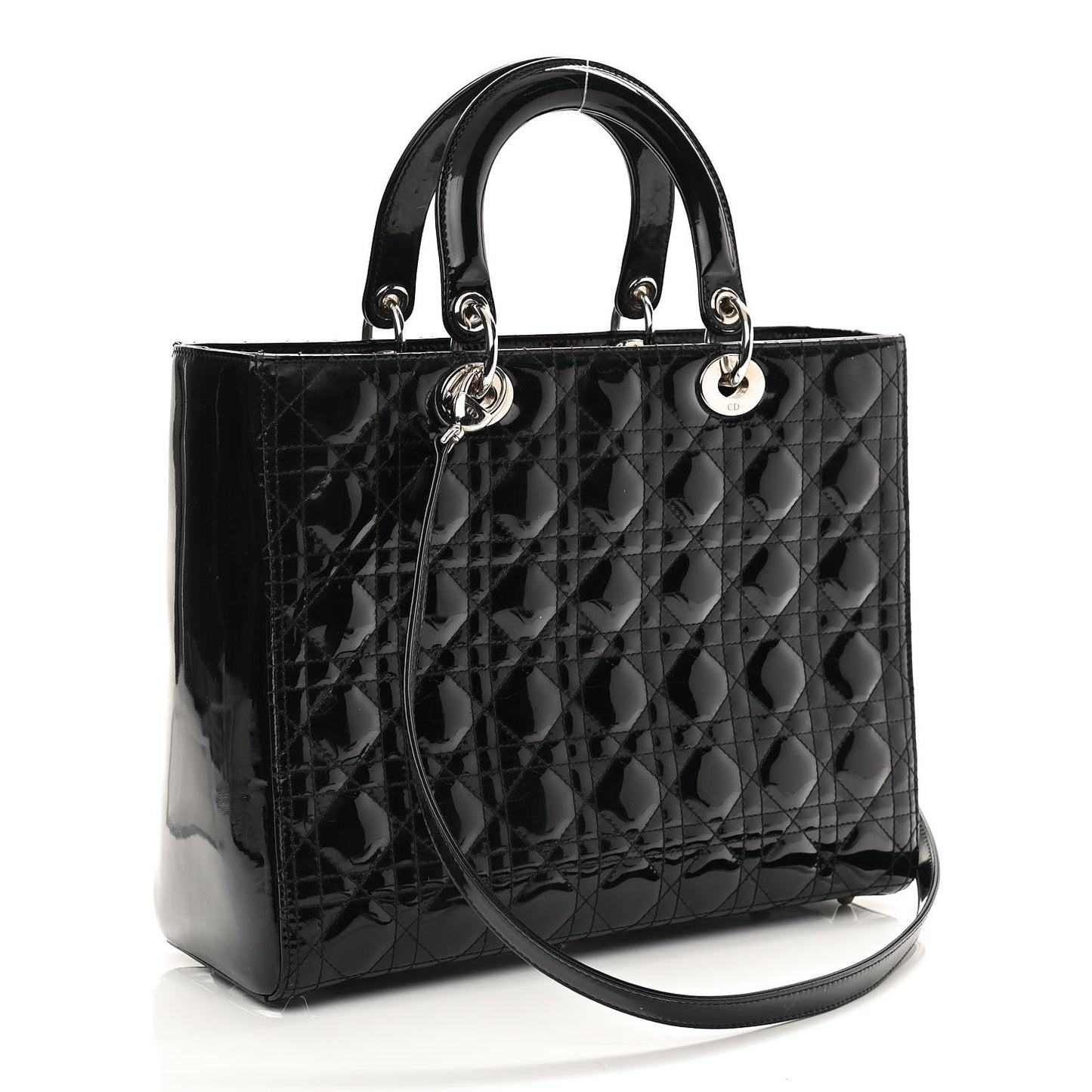 Patent Cannage Large Lady Dior Black
