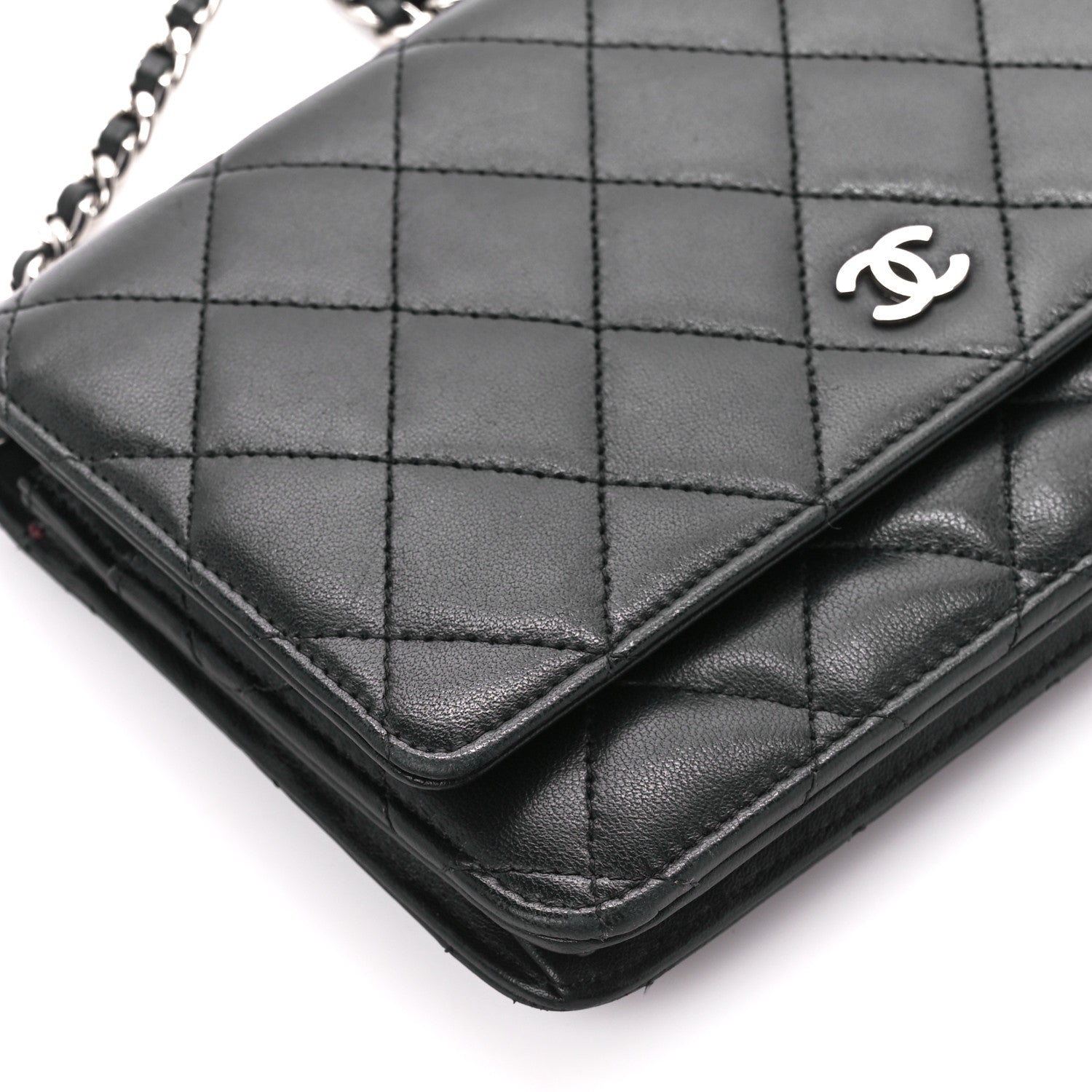 Chanel Lambskin Quilted Wallet On Chain WOC Black 10 of 11