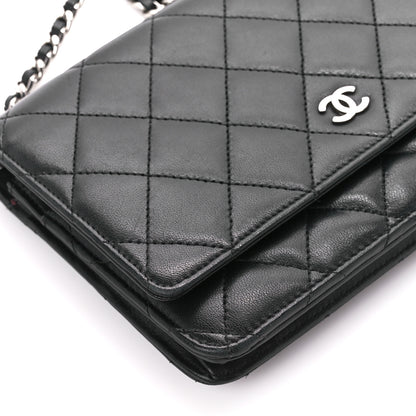 Chanel Lambskin Quilted Wallet On Chain WOC Black 10 of 11