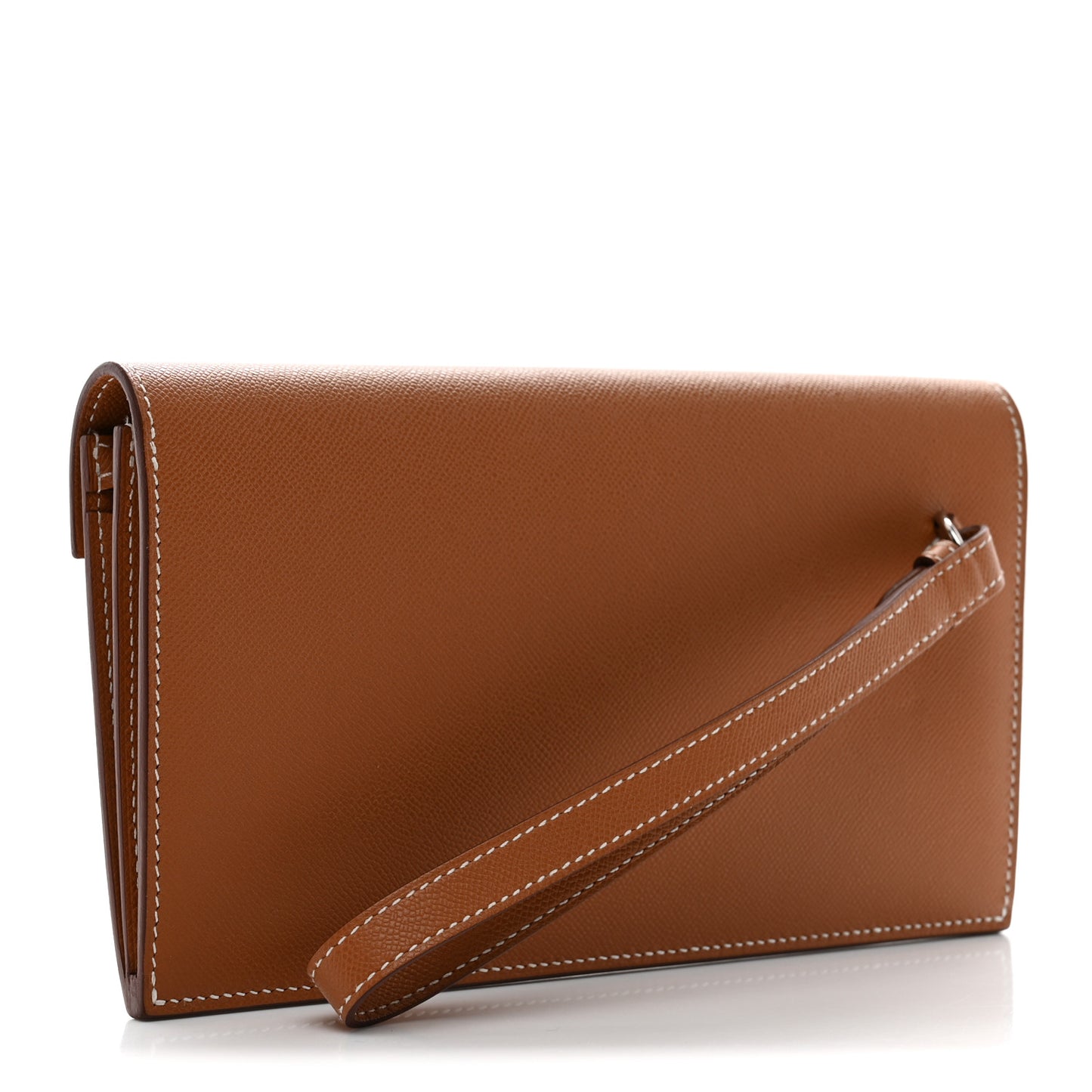 Madame Calfskin Kelly Pocket Long Wallet Gold