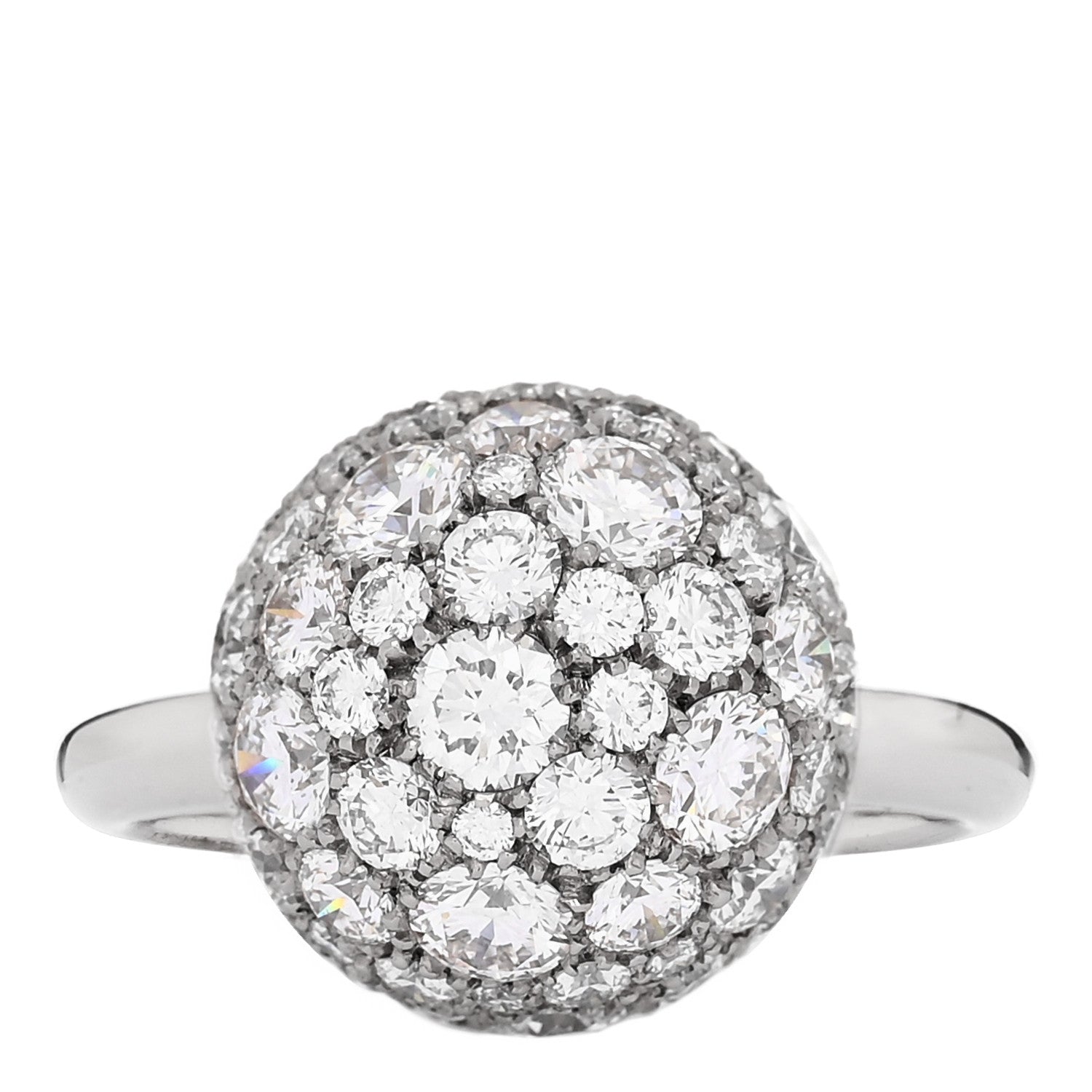 Tiffany 18K White Gold Diamond 12mm HardWear Ball Ring 52 6 1 of 6