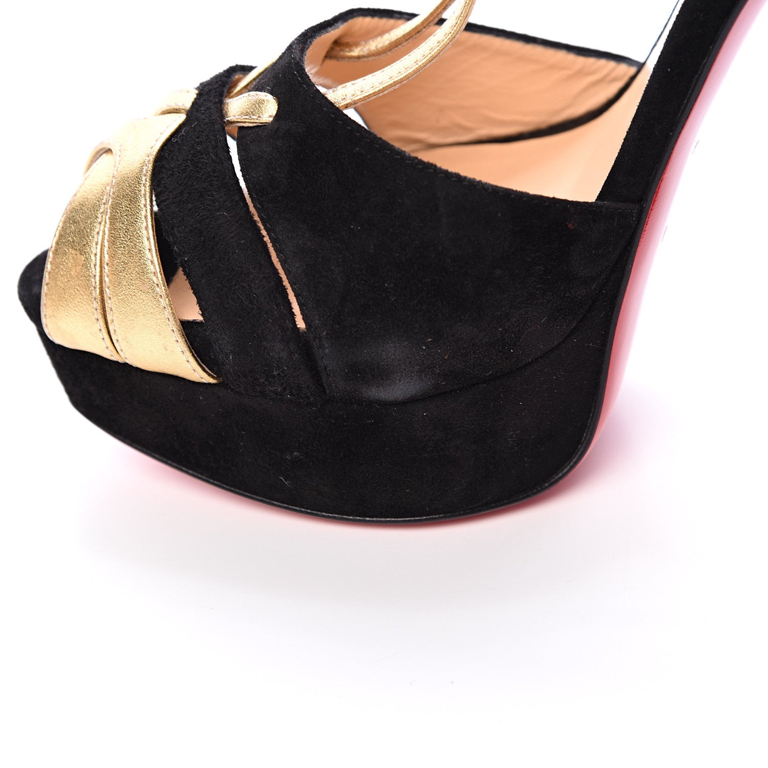 Christian Louboutin Suede Nappa Laminato Glennalta 150 Pumps 41 Black Gold 14 of 17